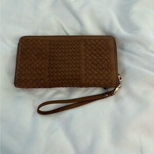 Elegant Brown Woven Clutch Wallet